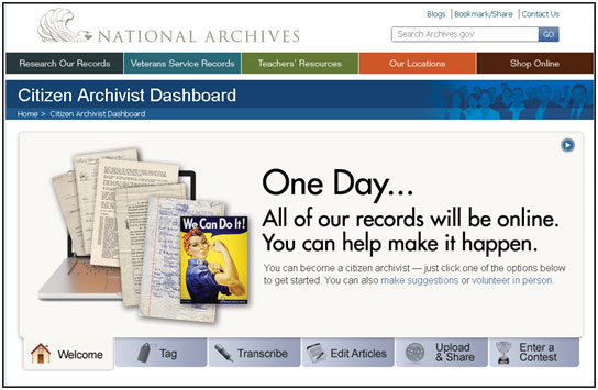 Citizen Archivist Dashboard Screen Shot