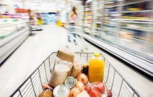 Shopping cart in grocery store