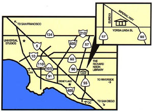 map of Nixon Presidential Library in Yorba Linda, California
