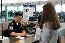 International student visitor moves through CBP processing