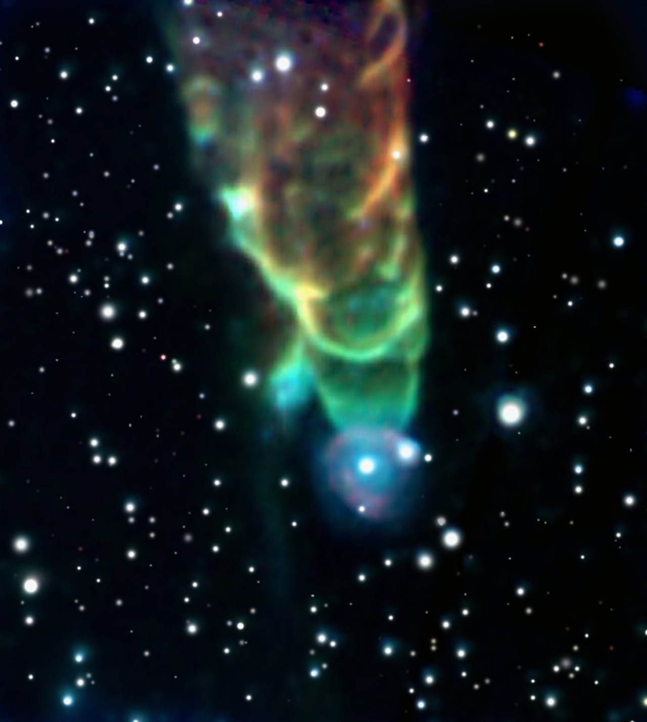 Image description: NASA&#8217;s Spitzer Space Telescope revealed an object that looks like a giant tornado in space. The structure actually results from shock waves where a powerful protostellar jet hits neighboring gas and dust.
Find more images from the Spitzer Space Telescope.
Photo by NASA / JPL-Caltech / J. Bally (University of Colorado)