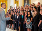 Photo of President Obama addressing 2011 PECASE recipients in the White House East Room.