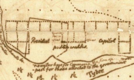 Jefferson's sketch of the new capital district, March 1791, Library of Congress