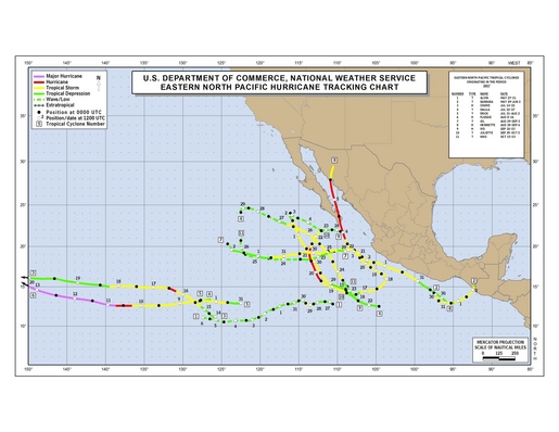 2007 Eastern Pacific Hurricane Season Track Map