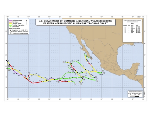 2005 Eastern Pacific Hurricane Season Track Map