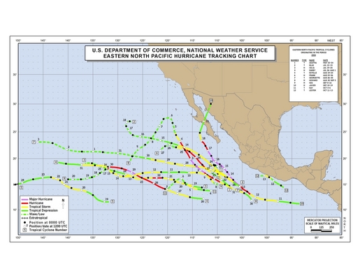 2004 Eastern Pacific Hurricane Season Track Map