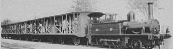 Railway train of the Italian Line between Tunis and the site of ancient Carthage leaving Marsa, 1894