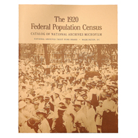 1920 Federal Population Census:  Catalog of National Archives Microfilm