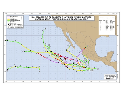 2002 Eastern Pacific hurricane season track map, part 1