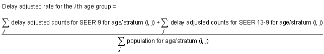Formula for delay adjusted rate for the ith age group