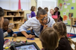 President Obama visits an early education classroom in Georgia.