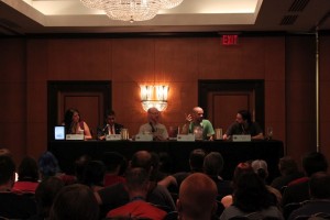 five member panel speaking at DragonCon