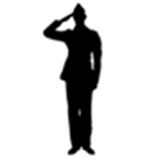A silhouette of a saluting Veteran