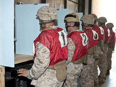 U.S. Marines from Camp Pendleton, Calif., participate in a 13-week Habitability Simulation Test conducted at Naval Surface Warfare Center Panama City Division.  120606-N-PB086-003