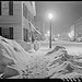Center of town. Woodstock, Vermont. "Snowy night" (LOC)