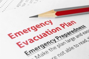 Paper labeled emergency evacuation plan