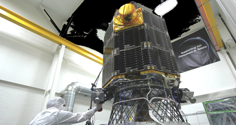 The LADEE observatory mounted on a vibration table.