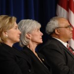 Secretary of State Hillary Rodham Clinton, Secretary of Health and Human Services Kathleen Sebelius and Ambassador Eric P. Goosby, MD, U.S. Global AIDS Coordinator