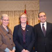 Assistant Administrator Mara Rudman, Mission Director Dr. Mary Ott, and Ambassador Mohamed Tawfik