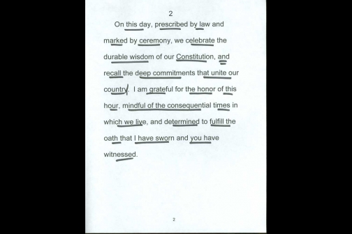 Page Two of the Reading Copy for George W. Bush’s Second Inaugural Address