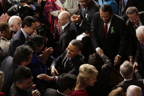 President Obama greets Members of Congress