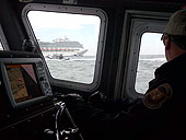 CBP marine support approaches the Carnival Triumph.