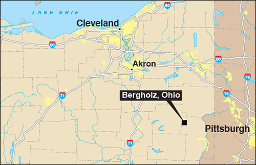 Map showing Bergholz, Ohio