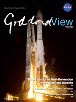 Goddard View cover - rocket launch at night