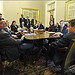 Secretary Geithner presides over his final senior staff meeting as Treasury Secretary