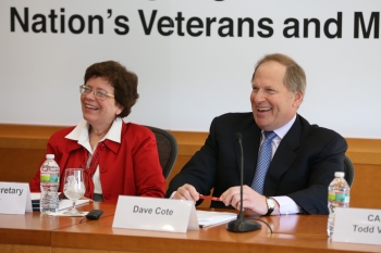 Acting Secretary Rebecca Blank and Honeywell CEO David Cote at a Joining Forces Veterans Hiring Event