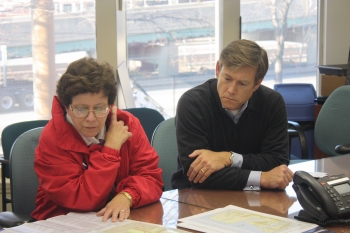 Acting Secretary Blank and Acting Assistant Secretary Erskine survey a map of the Port of Newark