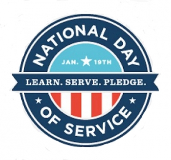 National Day of Service logo (Learn. Serve. Pledge.)
