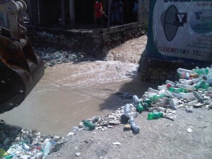 Unclean water source in Haiti.