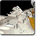 IMAGE: First shuttle spacewalk mission