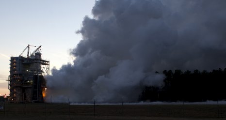 NASA engineers conducted the first in a new round of tests on the next generation J2X rocket engine Feb. 15 at Stennis Space Center.
