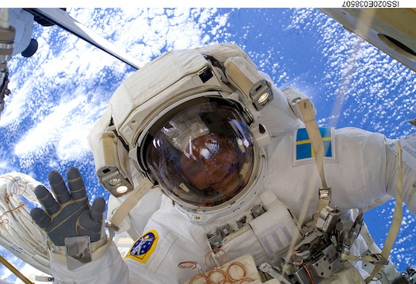 Christer Fugelsang on a spacewalk during STS-116