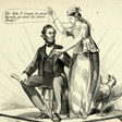 Detail of a political cartoon showing Abraham Lincoln.