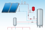 Illustration of a solar water heater.