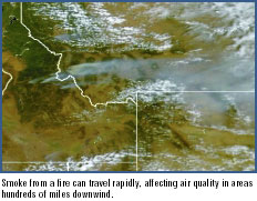 Image of satellite image showing smoke conditions in the western United States