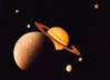 Montage of Saturn & several moons