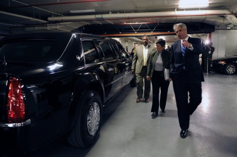 Secretary Napolitano with the presidential limousine