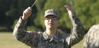 U.S. Army band conductor in the field