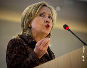 Secretary of State Hillary Rodham Clinton calls for a new treaty to ban production of weapons-grade uranium and plutonium.