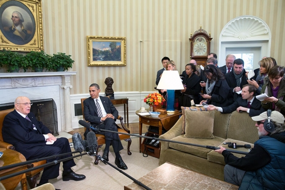 President Barack Obama and President Giorgio Napolitano of Italy, Feb. 15, 2013