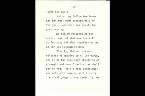 John F. Kennedy’s Reading Copy of the Inaugural Address