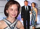 Pretty as a seashell! Bare-faced Calista Flockhart wears unusual marine-inspired dress at a conference hosted by her husband Harrison Ford's conservation NGO 