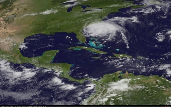 NOAA satellite image of Hurricane Irene (NOAA photo, Aug. 26)