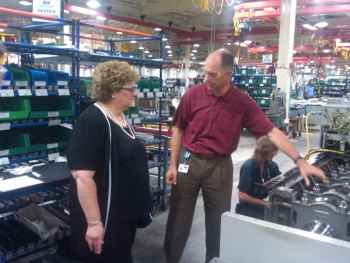 Under Secretary Nancy Potok tours South Carolina MTU, a German-owned diesel engine company with plant manager Jeorge Klisch.