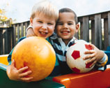 Scene of two boys playing.