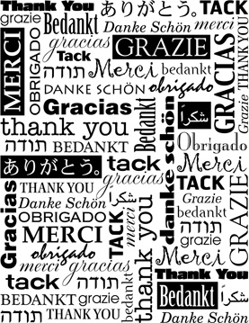 Thank you written in many languages.